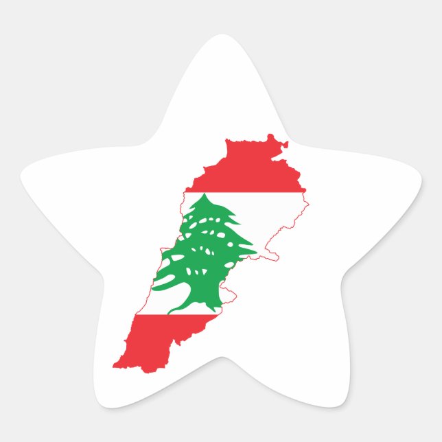 Lebanon Flag Map Star Sticker (Front)