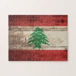 Lebanon Flag on Old Wood Grain Jigsaw Puzzle<br><div class="desc">Lebanon Flag on Old Wood Grain Feel free to modify the design according to your own preferences. You may change the design location, orientation, background colours and size. Also, you may add your own text, or slogan set its font, location and size, all in order to create the ultimate personal...</div>