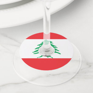 Lebanon flag wine glass tag