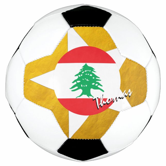 Lebanon Football & Gold Lebanese Flag Soccer Ball (Front)