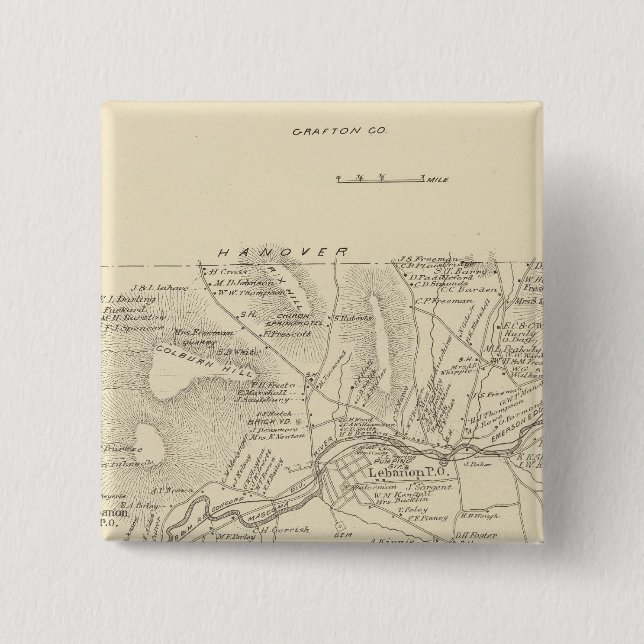 Lebanon, Grafton Co 15 Cm Square Badge (Front)