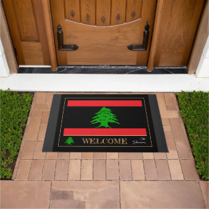 Lebanon house mat, Lebanese Flag Black Reverse Doormat