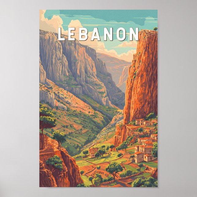 Lebanon Illustration Travel Art Vintage Poster (Front)
