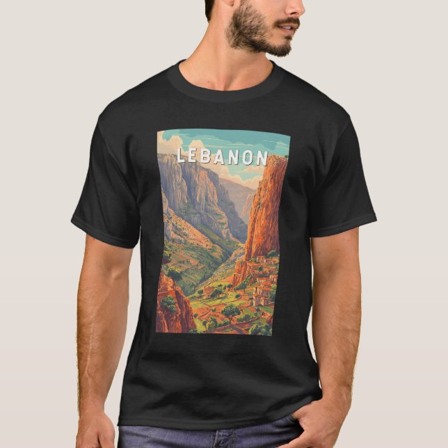 Lebanon Illustration Travel Art Vintage T-Shirt (Front)