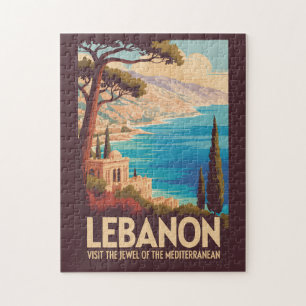 Lebanon Landscape Illustration Travel Art Vintage Jigsaw Puzzle