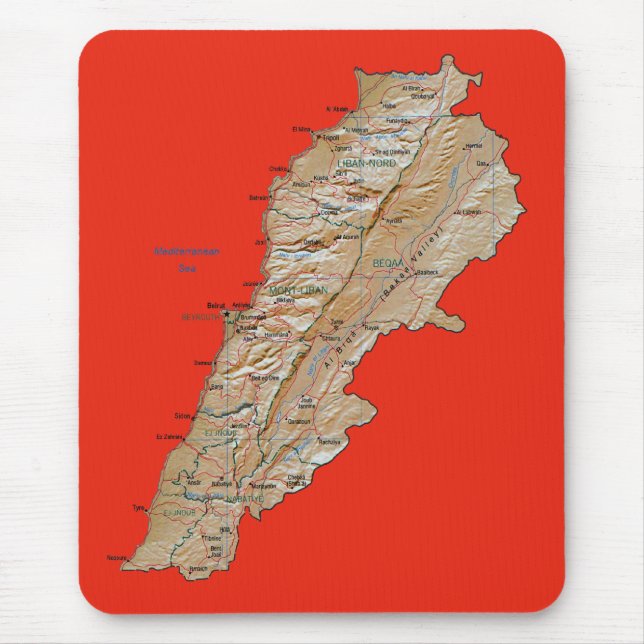 Lebanon Map Mousepad (Front)