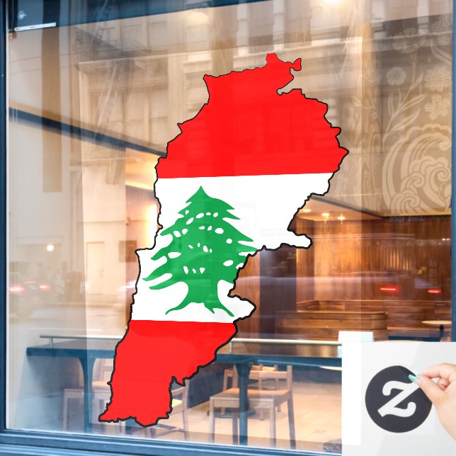 Lebanon Map with Flag (Cafe Window)
