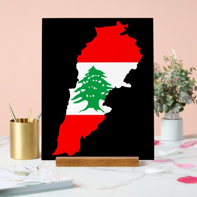 Lebanon Map with Flag Acrylic Sign (Wedding)