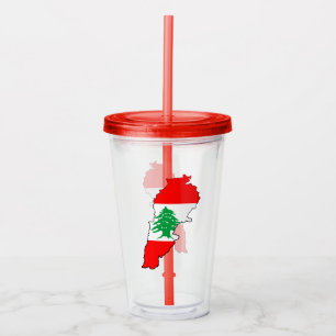 Lebanon Map with Flag Acrylic Tumbler