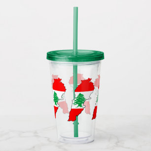 Lebanon Map with Flag Acrylic Tumbler