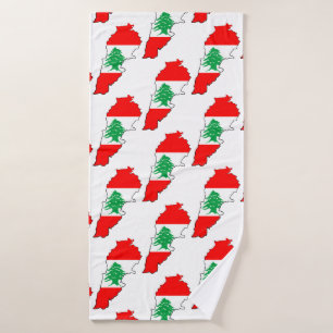 Lebanon Map with Flag Bath Towel Set