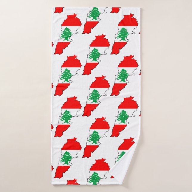 Lebanon Map with Flag Bath Towel Set (Bath Towel)