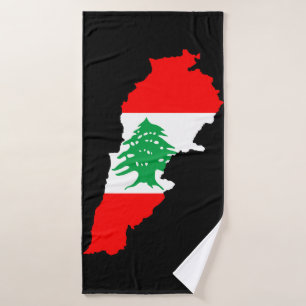 Lebanon Map with Flag Bath Towel Set
