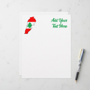 Lebanon Map with Flag Custom Letterhead