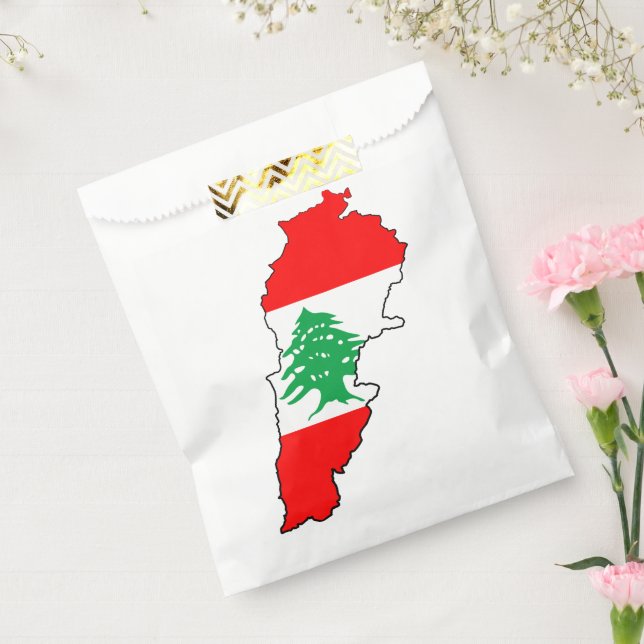 Lebanon Map with Flag Favour Bags (Sealed)