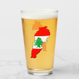 Lebanon Map with Flag Glass