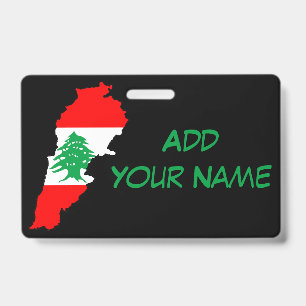 Lebanon Map with Flag ID Badge