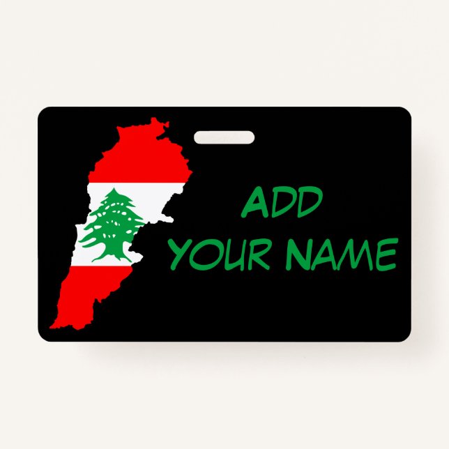 Lebanon Map with Flag ID Badge (Front)