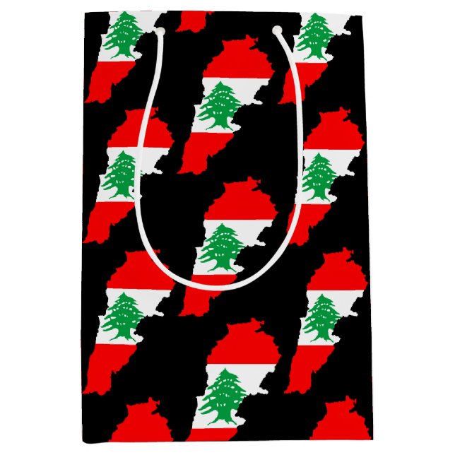 Lebanon Map with Flag Medium Gift Bag (Front)