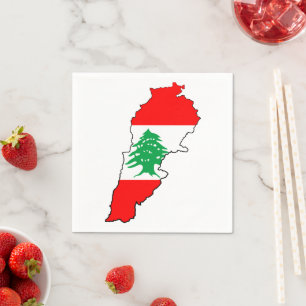 Lebanon Map with Flag Napkin