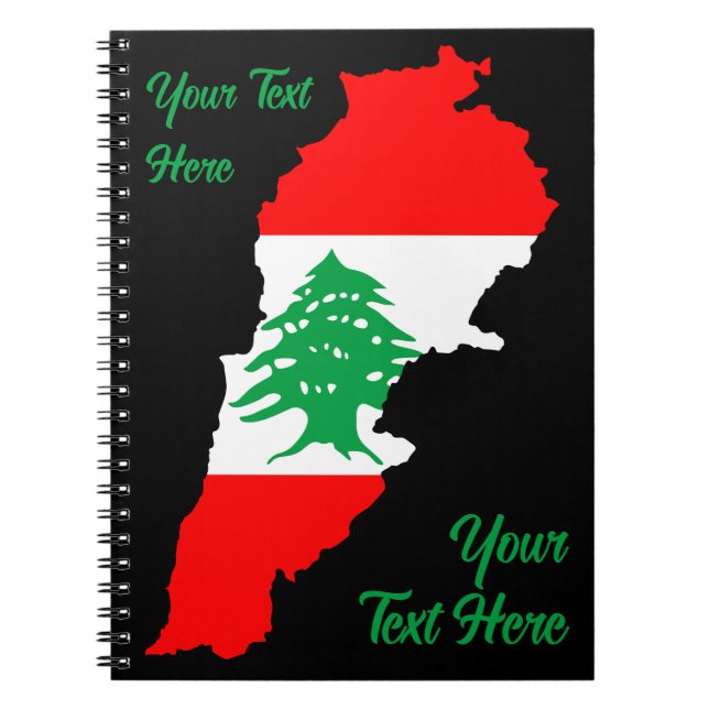 Lebanon Map with Flag Notebook (Front)