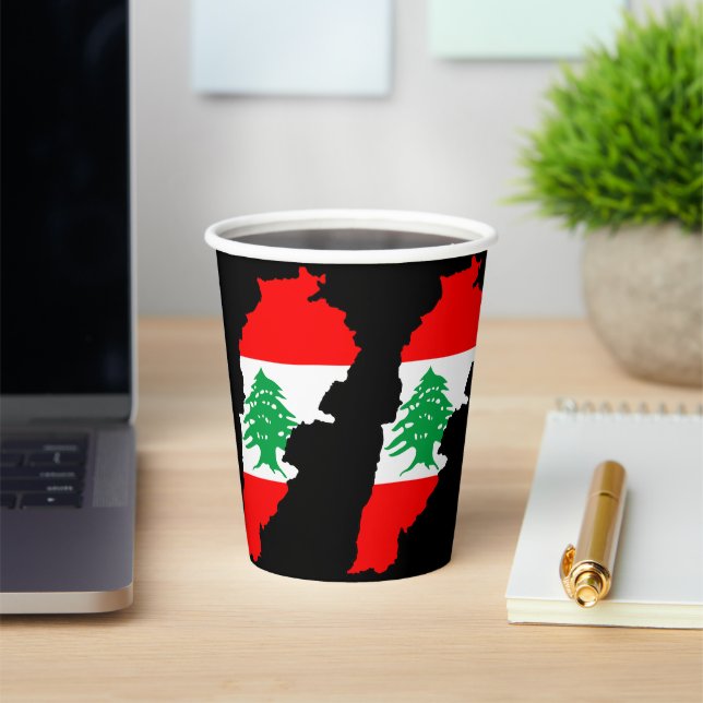 Lebanon Map with Flag Paper Cups (Insitu)