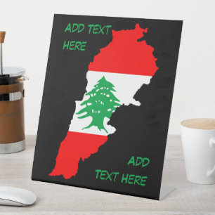 Lebanon Map with Flag Pedestal Sign