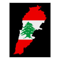 Lebanon Map with Flag