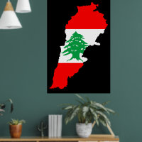 Lebanon Map with Flag