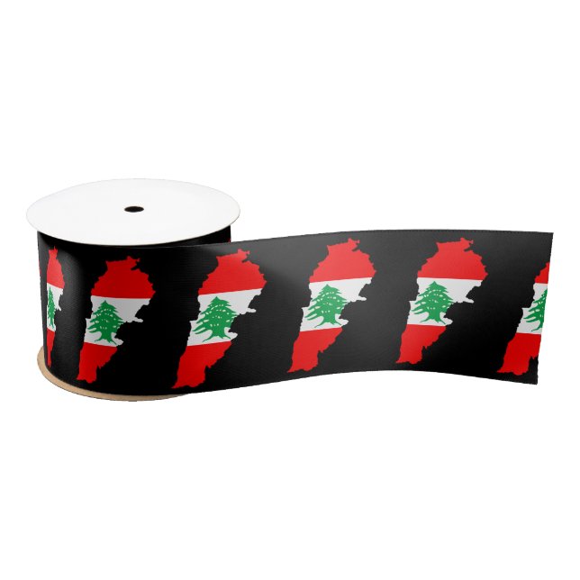 Lebanon Map with Flag Satin Ribbon (Spool)