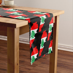 Lebanon Map with Flag Short Table Runner
