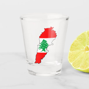 Lebanon Map with Flag Shot Glass