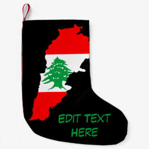 Lebanon Map with Flag Small Christmas Stocking