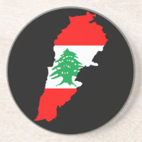 Lebanon Map with Flag Stone Magnet