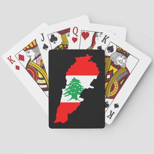 Lebanon Map with Flag Stone Magnet Playing Cards (Back)
