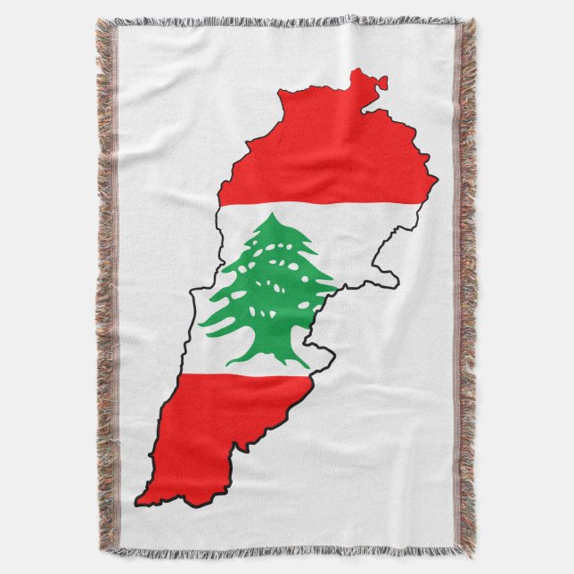 Lebanon Map with Flag Stone Magnet Throw Blanket (Front Vertical)