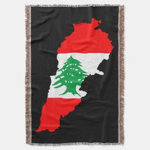 Lebanon Map with Flag Stone Magnet Throw Blanket