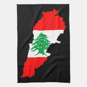 Lebanon Map with Flag Tea Towel