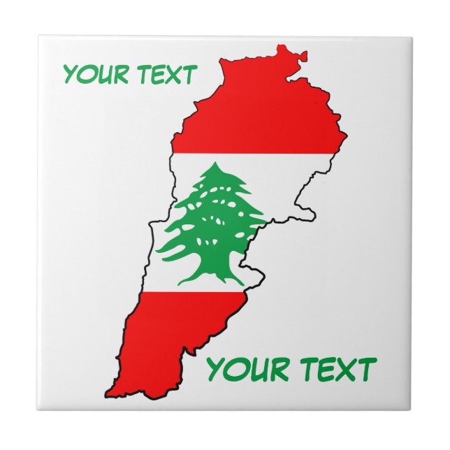Lebanon Map with Flag Tile (Front)