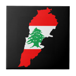 Lebanon Map with Flag Tile