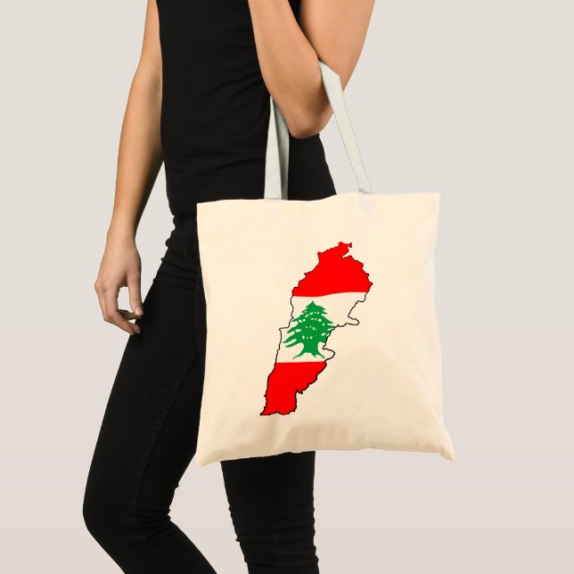 Lebanon Map with Flag Tote Bag (Front (Product))