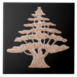 Lebanon Maronite Golden Cedar Tree Wall Tile