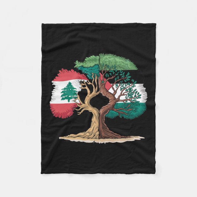 Lebanon Palestine Flag Lebanese Palestinian United Fleece Blanket (Front)