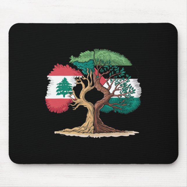 Lebanon Palestine Flag Lebanese Palestinian United Mouse Pad (Front)