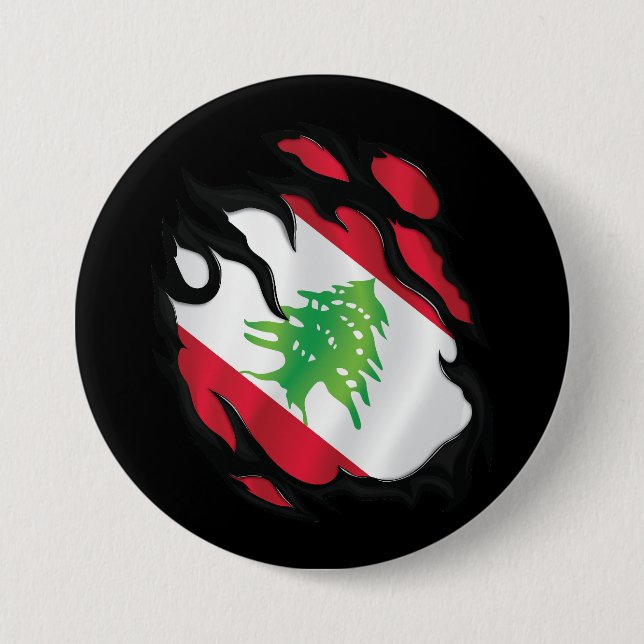 Lebanon Ripped Flag 7.5 Cm Round Badge (Front)