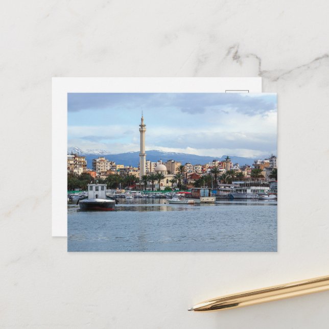 Lebanon Tripoli Al Mina Old City Fishing Boats Postcard (Front/Back In Situ)