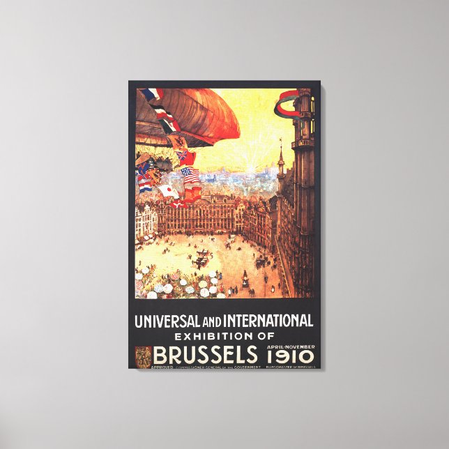 Lebaudy Airship with World Flags at Expo Canvas Print (Front)