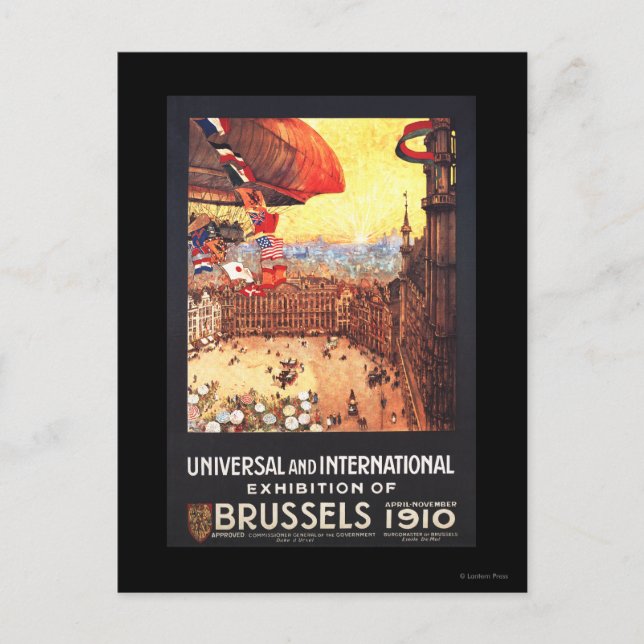 Lebaudy Airship with World Flags at Expo Postcard (Front)