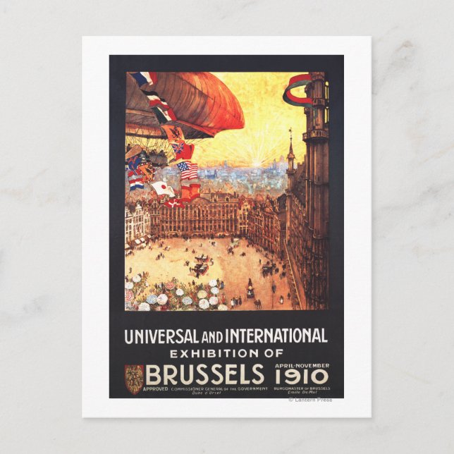 Lebaudy Airship with World Flags at Expo Postcard (Front)