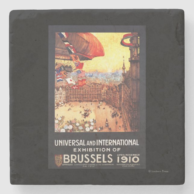 Lebaudy Airship with World Flags at Expo Stone Coaster (Front)